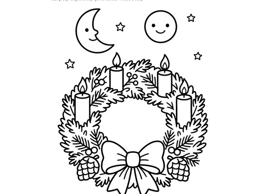 Omalovánka adventní věnec pro děti 4–5 let – náhled