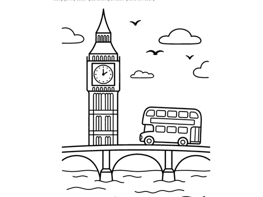Omalovánka Big Ben pro děti 5–6 let – náhled