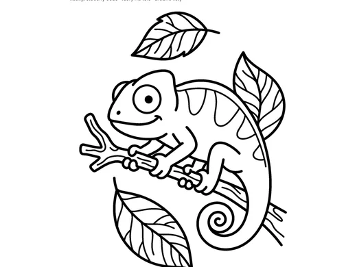 Omalovánka chameleon pro děti 5–6 let – náhled