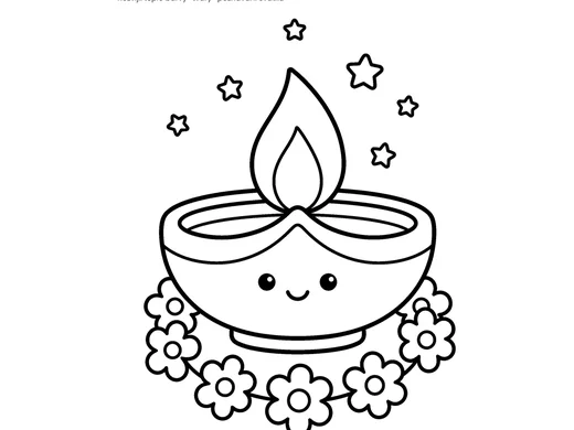 Omalovánka lampa diwali pro děti 3–4 roky – náhled
