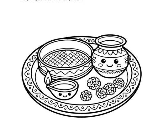 Omalovánka karwa chauth talíř pro děti 4–5 let – náhled