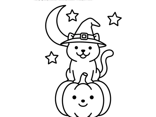 Omalovánka halloweenská kočka pro děti 4–5 let – náhled