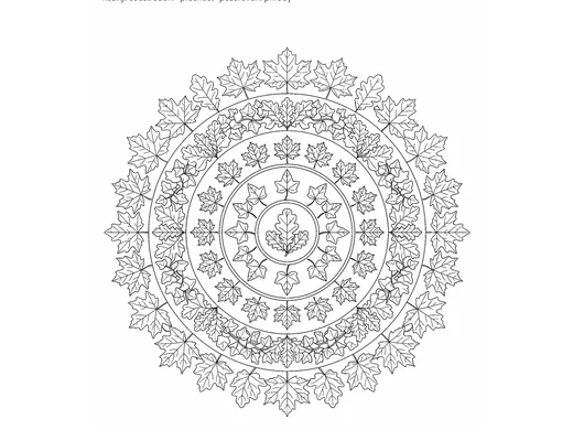 Omalovánka mandala listy pro děti 6–8 let – náhled