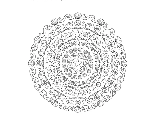 Omalovánka mandala moře pro děti 6–8 let – náhled