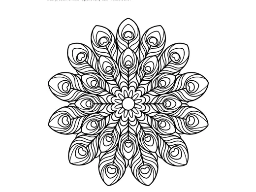 Omalovánka mandala paví pero pro děti 6–8 let – náhled