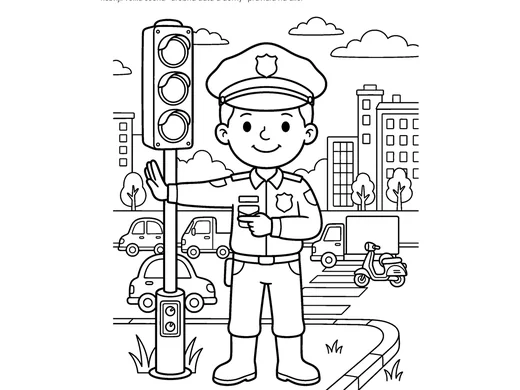 Omalovánka policista pro děti 5–6 let – náhled