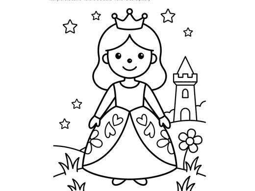 Omalovánka princezna pro děti 4–5 let – náhled