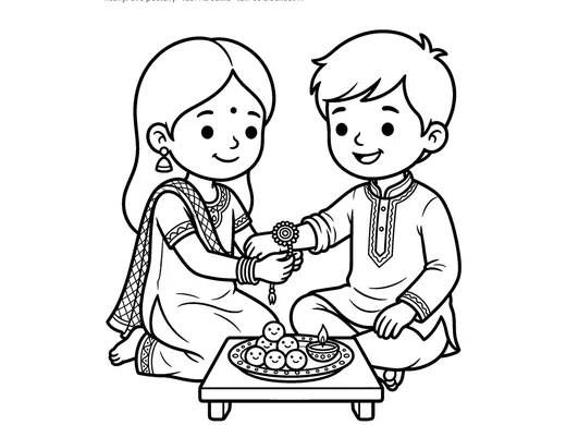 Omalovánka raksha bandhan pro děti 5–6 let – náhled