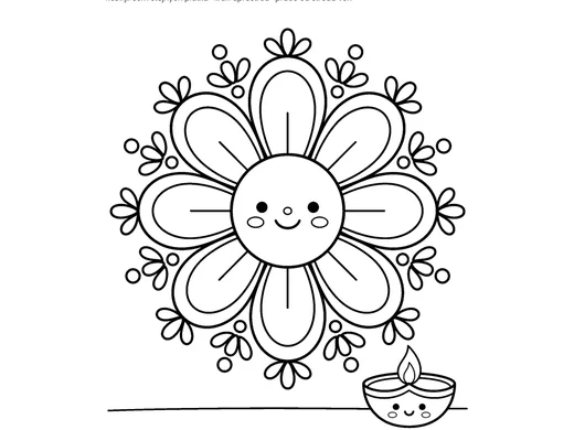 Omalovánka rangoli pro děti 3–4 roky – náhled