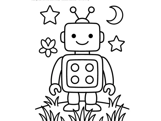 Omalovánka robot pro děti 4–5 let – náhled