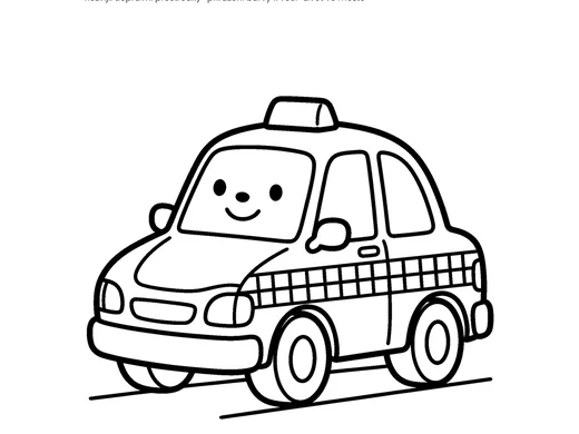 Omalovánka žluté taxi pro děti 3–4 roky – náhled