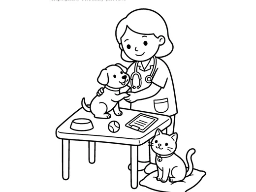 Omalovánka veterinář pro děti 5–6 let – náhled